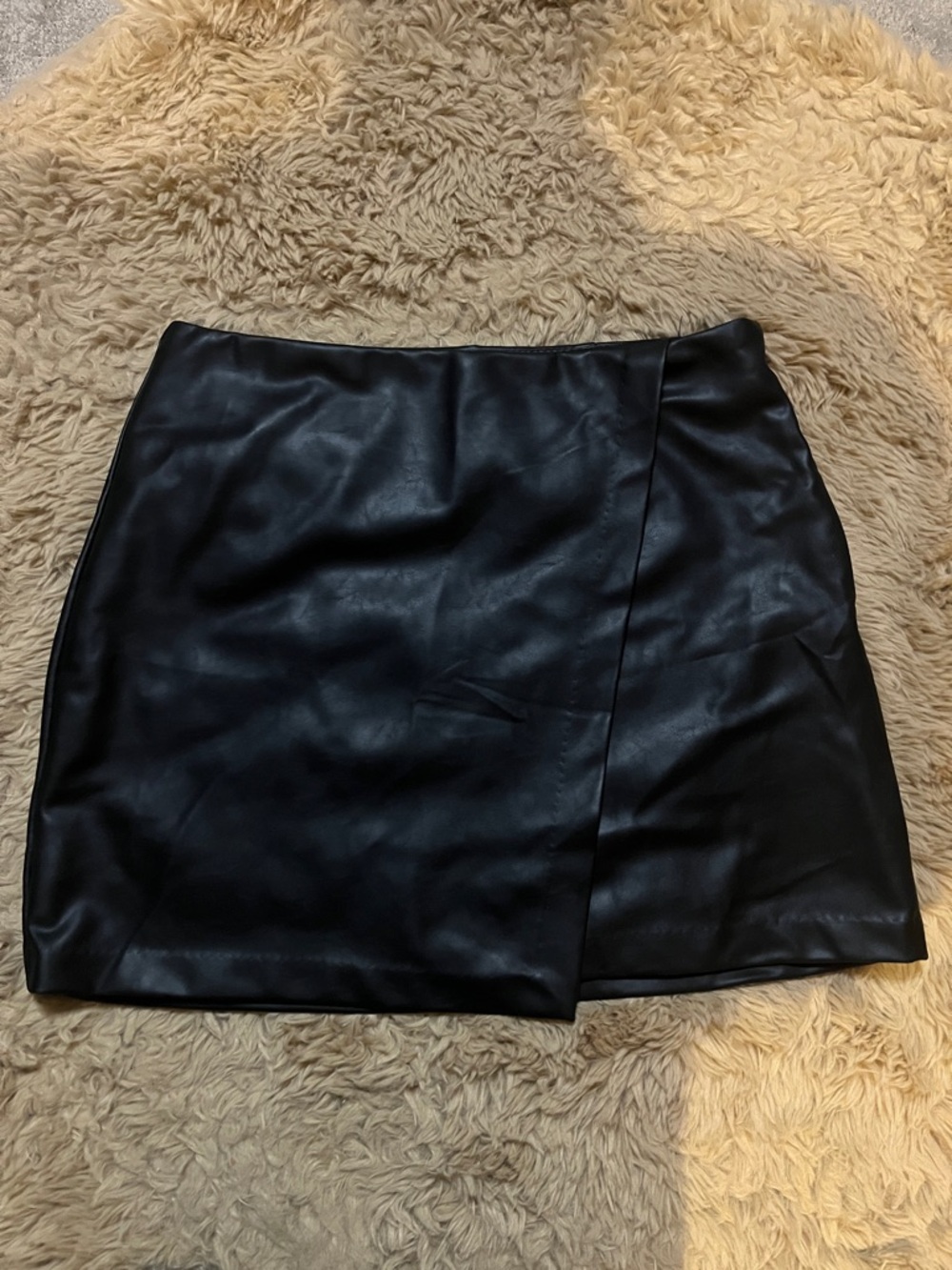 Old Navy Black Faux Leather Asymmetrical Mini Skirt